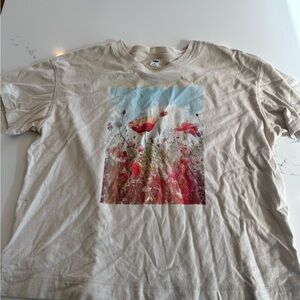 Old Navy Beige Tee with Floral Print